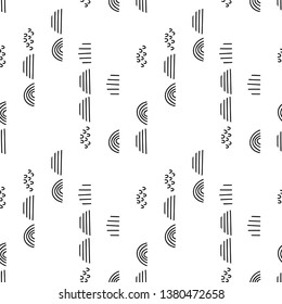 Black and white seamless abstract hand drawing pattern. Decor lines doodle vector print