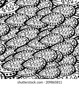 Black and white seamless abstract hand-drawn doodle pattern. visualization boards. Vector illustration. 