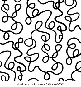 Black and white seamless abstract pattern with wavy lines