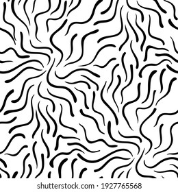 Black and white seamless abstract pattern with wavy lines
