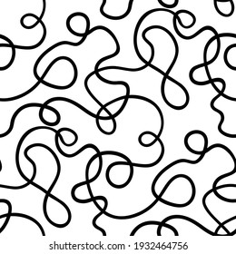 Black and white seamless abstract pattern with wavy lines