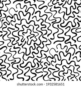 Black and white seamless abstract pattern with wavy lines