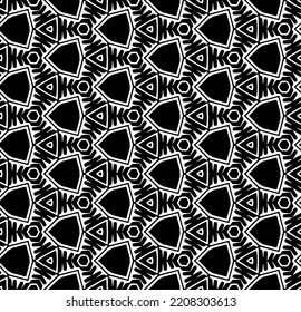 Black and white seamless abstract pattern. Background and backdrop. Grayscale ornamental design. Mosaic ornaments. Vector graphic illustration. EPS10.