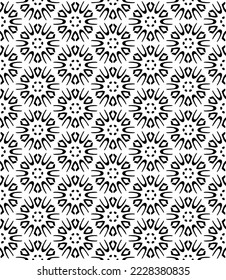 Patrón abstracto sin fisuras en blanco y negro. Fondo y fondo. Diseño ornamental a escala de grises. Ornamentos mosaicos. Ilustración gráfica vectorial. EPS10.