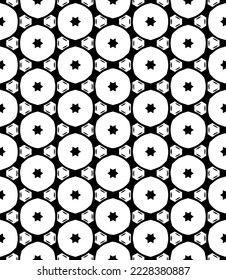 Patrón abstracto sin fisuras en blanco y negro. Fondo y fondo. Diseño ornamental a escala de grises. Ornamentos mosaicos. Ilustración gráfica vectorial. EPS10.