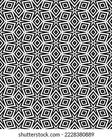 Patrón abstracto sin fisuras en blanco y negro. Fondo y fondo. Diseño ornamental a escala de grises. Ornamentos mosaicos. Ilustración gráfica vectorial. EPS10.