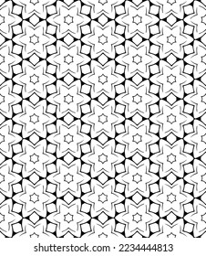 Black and white seamless abstract pattern. Background and backdrop. Grayscale ornamental design. Mosaic ornaments. Vector graphic illustration. EPS10.
