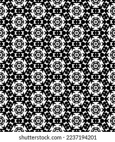 Patrón abstracto sin fisuras en blanco y negro. Fondo y fondo. Diseño ornamental a escala de grises. Ornamentos mosaicos. Ilustración gráfica vectorial. EPS10.