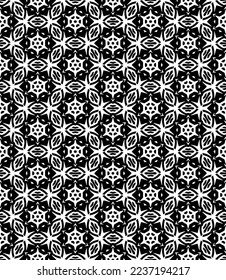 Black and white seamless abstract pattern. Background and backdrop. Grayscale ornamental design. Mosaic ornaments. Vector graphic illustration. EPS10.