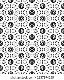 Black and white seamless abstract pattern. Background and backdrop. Grayscale ornamental design. Mosaic ornaments. Vector graphic illustration. EPS10.