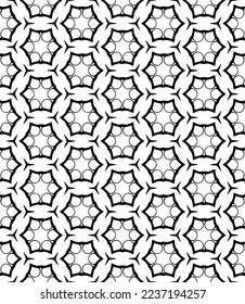 Patrón abstracto sin fisuras en blanco y negro. Fondo y fondo. Diseño ornamental a escala de grises. Ornamentos mosaicos. Ilustración gráfica vectorial. EPS10.