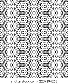 Black and white seamless abstract pattern. Background and backdrop. Grayscale ornamental design. Mosaic ornaments. Vector graphic illustration. EPS10.