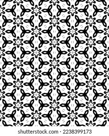 Patrón abstracto sin fisuras en blanco y negro. Fondo y fondo. Diseño ornamental a escala de grises. Ornamentos mosaicos. Ilustración gráfica vectorial. EPS10.