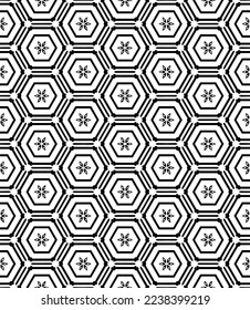 Black and white seamless abstract pattern. Background and backdrop. Grayscale ornamental design. Mosaic ornaments. Vector graphic illustration. EPS10.