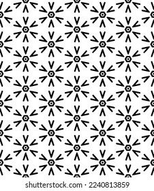 Black and white seamless abstract pattern. Background and backdrop. Grayscale ornamental design. Mosaic ornaments. Vector graphic illustration. EPS10.