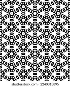 Black and white seamless abstract pattern. Background and backdrop. Grayscale ornamental design. Mosaic ornaments. Vector graphic illustration. EPS10.