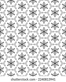 Black and white seamless abstract pattern. Background and backdrop. Grayscale ornamental design. Mosaic ornaments. Vector graphic illustration. EPS10.