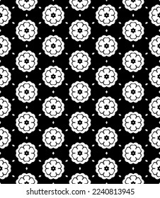 Patrón abstracto sin fisuras en blanco y negro. Fondo y fondo. Diseño ornamental a escala de grises. Ornamentos mosaicos. Ilustración gráfica vectorial. EPS10.