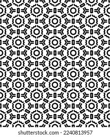 Black and white seamless abstract pattern. Background and backdrop. Grayscale ornamental design. Mosaic ornaments. Vector graphic illustration. EPS10.
