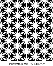 Black and white seamless abstract pattern. Background and backdrop. Grayscale ornamental design. Mosaic ornaments. Vector graphic illustration. EPS10.