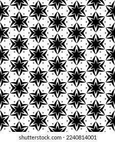 Black and white seamless abstract pattern. Background and backdrop. Grayscale ornamental design. Mosaic ornaments. Vector graphic illustration. EPS10.