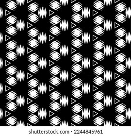 Black and white seamless abstract pattern. Background and backdrop. Grayscale ornamental design. Mosaic ornaments. Vector graphic illustration. EPS10.