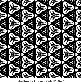 Black and white seamless abstract pattern. Background and backdrop. Grayscale ornamental design. Mosaic ornaments. Vector graphic illustration. EPS10.