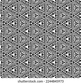 Black and white seamless abstract pattern. Background and backdrop. Grayscale ornamental design. Mosaic ornaments. Vector graphic illustration. EPS10.