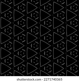 Black and white seamless abstract pattern. Background and backdrop. Grayscale ornamental design. Mosaic ornaments. Vector graphic illustration. EPS10.