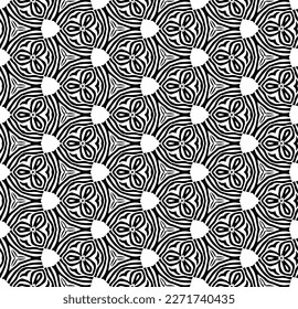 Black and white seamless abstract pattern. Background and backdrop. Grayscale ornamental design. Mosaic ornaments. Vector graphic illustration. EPS10.