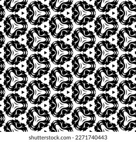 Black and white seamless abstract pattern. Background and backdrop. Grayscale ornamental design. Mosaic ornaments. Vector graphic illustration. EPS10.