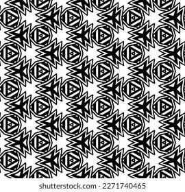 Black and white seamless abstract pattern. Background and backdrop. Grayscale ornamental design. Mosaic ornaments. Vector graphic illustration. EPS10.