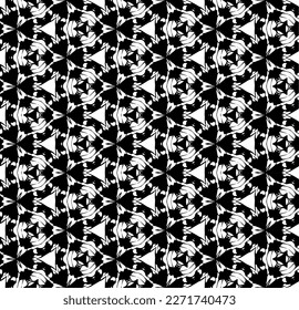 Black and white seamless abstract pattern. Background and backdrop. Grayscale ornamental design. Mosaic ornaments. Vector graphic illustration. EPS10.