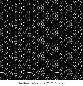 Black and white seamless abstract pattern. Background and backdrop. Grayscale ornamental design. Mosaic ornaments. Vector graphic illustration. EPS10.