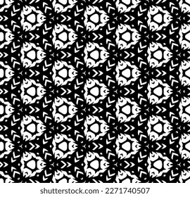 Black and white seamless abstract pattern. Background and backdrop. Grayscale ornamental design. Mosaic ornaments. Vector graphic illustration. EPS10.