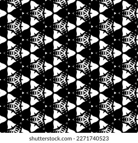 Black and white seamless abstract pattern. Background and backdrop. Grayscale ornamental design. Mosaic ornaments. Vector graphic illustration. EPS10.