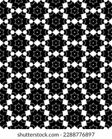 Black and white seamless abstract pattern. Background and backdrop. Grayscale ornamental design. Mosaic ornaments. Vector graphic illustration. EPS10.