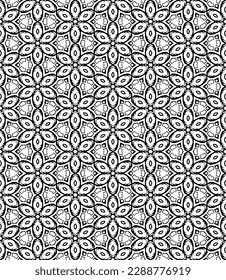 Patrón abstracto sin fisuras en blanco y negro. Fondo y fondo. Diseño ornamental a escala de grises. Ornamentos mosaicos. Ilustración gráfica vectorial. EPS10.