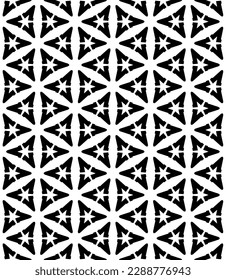 Black and white seamless abstract pattern. Background and backdrop. Grayscale ornamental design. Mosaic ornaments. Vector graphic illustration. EPS10.