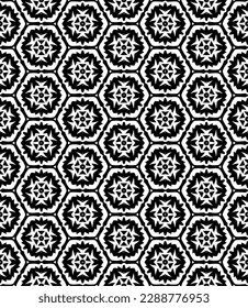 Black and white seamless abstract pattern. Background and backdrop. Grayscale ornamental design. Mosaic ornaments. Vector graphic illustration. EPS10.