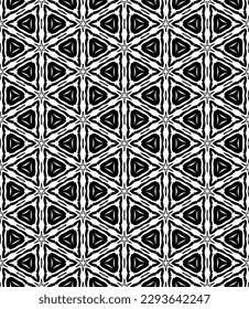 Black and white seamless abstract pattern. Background and backdrop. Grayscale ornamental design. Mosaic ornaments. Vector graphic illustration. EPS10.