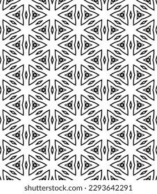 Black and white seamless abstract pattern. Background and backdrop. Grayscale ornamental design. Mosaic ornaments. Vector graphic illustration. EPS10.