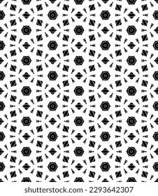 Black and white seamless abstract pattern. Background and backdrop. Grayscale ornamental design. Mosaic ornaments. Vector graphic illustration. EPS10.
