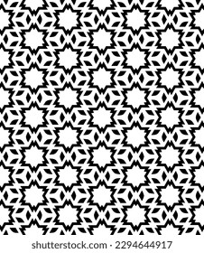 Patrón abstracto sin fisuras en blanco y negro. Fondo y fondo. Diseño ornamental a escala de grises. Ornamentos mosaicos. Ilustración gráfica vectorial. EPS10.