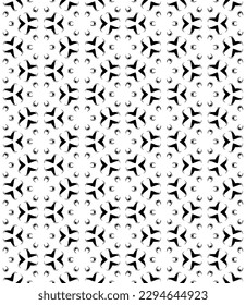 Black and white seamless abstract pattern. Background and backdrop. Grayscale ornamental design. Mosaic ornaments. Vector graphic illustration. EPS10.