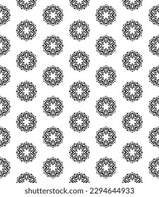 Black and white seamless abstract pattern. Background and backdrop. Grayscale ornamental design. Mosaic ornaments. Vector graphic illustration. EPS10.