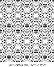 Black and white seamless abstract pattern. Background and backdrop. Grayscale ornamental design. Mosaic ornaments. Vector graphic illustration. EPS10.