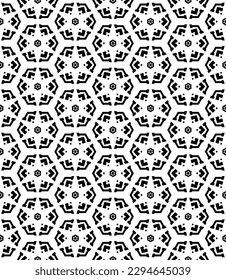 Schwarz-Weiß-Abstraktes Muster. Hintergrund und Hintergrund. Graustufen-Zierdesign. Mosaikverzierungen. Vektorgrafik. EPS10.