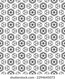Black and white seamless abstract pattern. Background and backdrop. Grayscale ornamental design. Mosaic ornaments. Vector graphic illustration. EPS10.