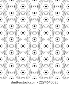 Black and white seamless abstract pattern. Background and backdrop. Grayscale ornamental design. Mosaic ornaments. Vector graphic illustration. EPS10.